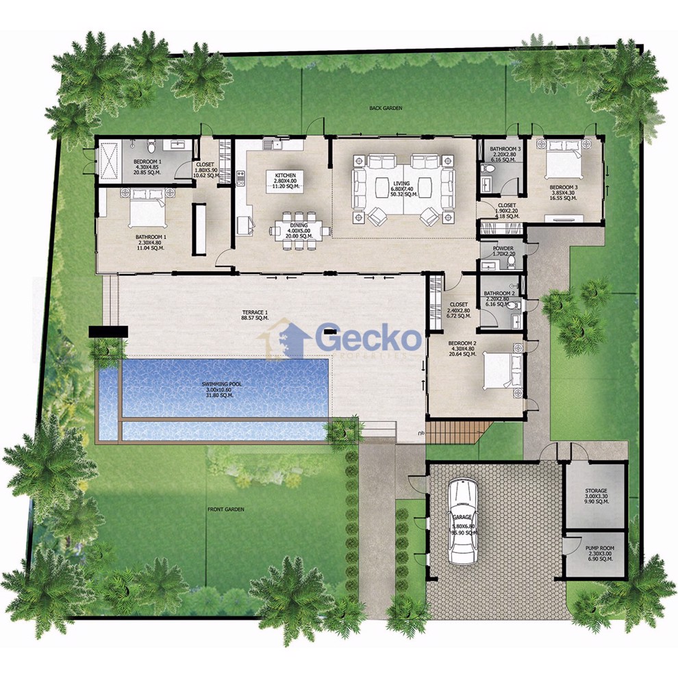 5 Bedrooms House in The View Estate Pattaya  East Pattaya H012977 (Photo 3)