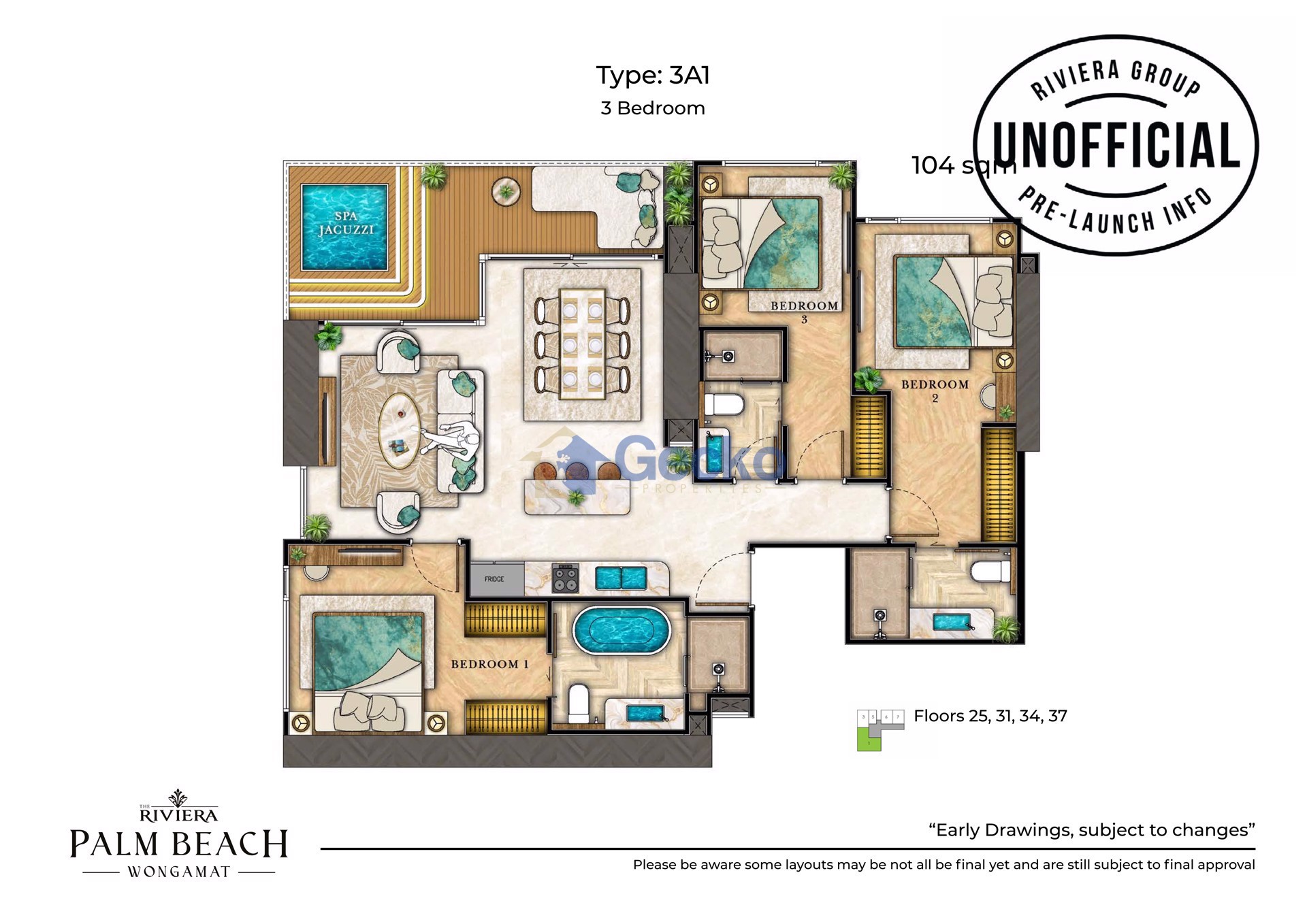 3 Bedrooms Condo in The Riviera Palm Beach Wongamat Wongamat C013024