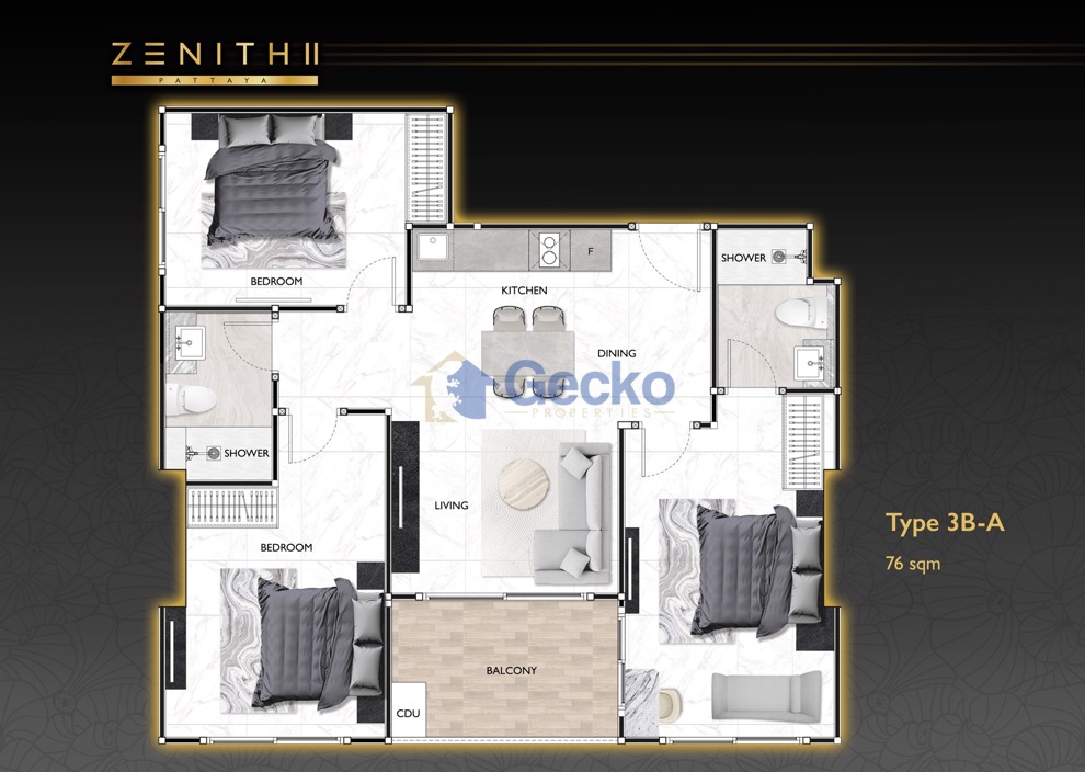 3 Bedrooms Condo in Zenith Pattaya ll South Pattaya C013028 (Photo 1)