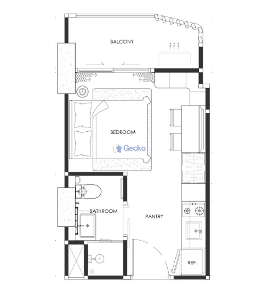 Studio Condo in Embassy World Jomtien C013659 (Photo 3)